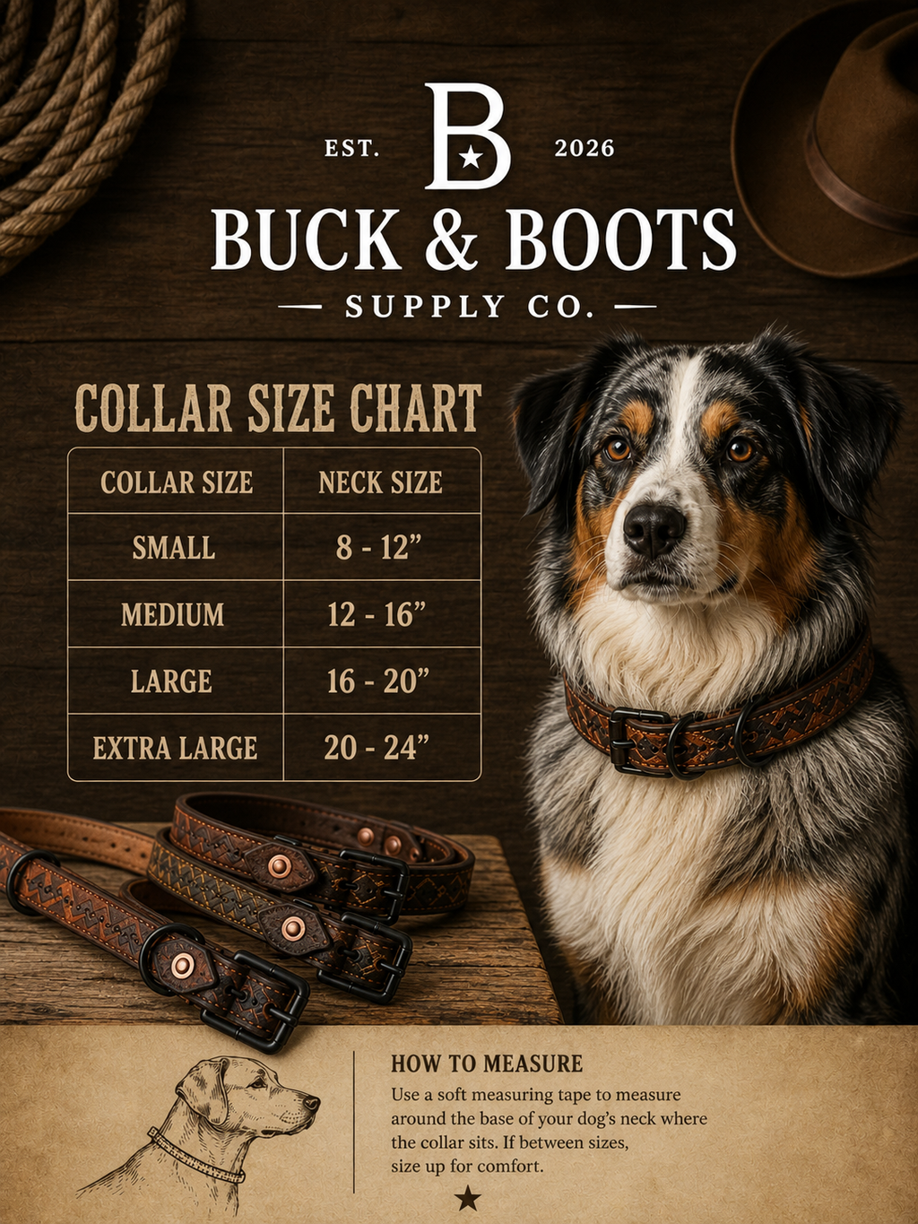 Nightfall | Handcrafted Cowboy Boot Dog Collar